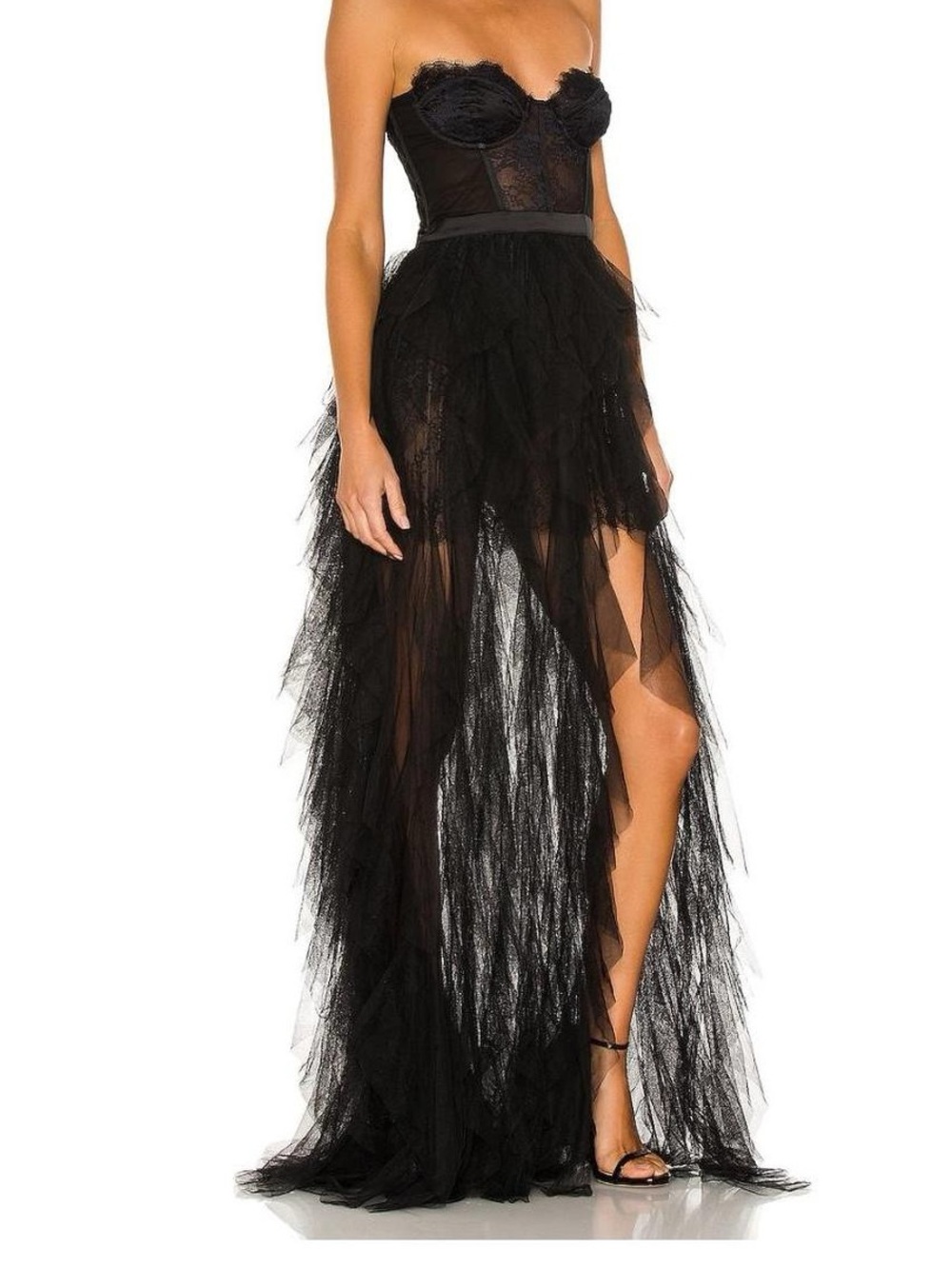 REVOLVE Black Bustier High-Low Tulle & Lace Skirt - Picture 2 of 6